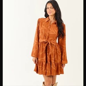 Umgee Terracotta Long Sleeve Dress